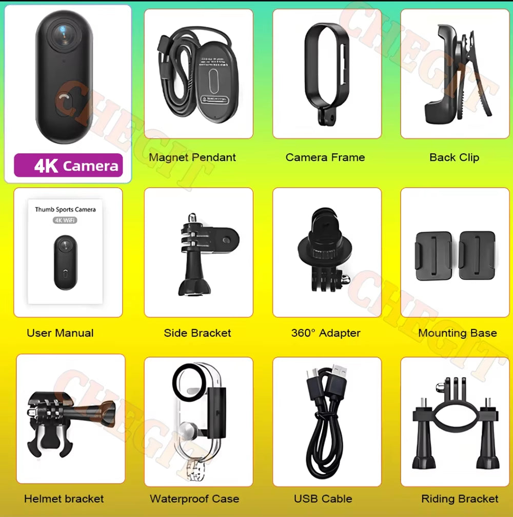 4K Wifi HD POV Magnetic Mini Action Camera Wireless Pocket Video Vlog Cam Helmet Motorcycle Bicycle Sports Holder Mount Recorder