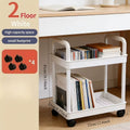 2-Tier Rolling Storage Cart , Portable Handle for Bedroom Kitchen Bathroom Office, Space-Saving Standing Shelf Organizer