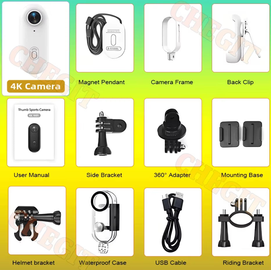 4K Wifi HD POV Magnetic Mini Action Camera Wireless Pocket Video Vlog Cam Helmet Motorcycle Bicycle Sports Holder Mount Recorder