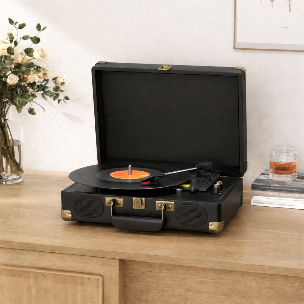 Portable Vintage Bluetooth Record Player