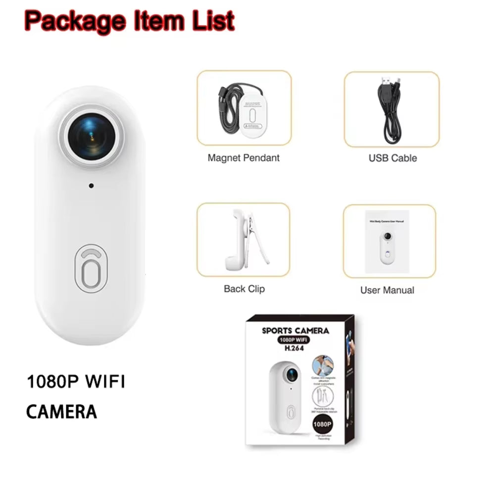 4K Wifi HD POV Magnetic Mini Action Camera Wireless Pocket Video Vlog Cam Helmet Motorcycle Bicycle Sports Holder Mount Recorder