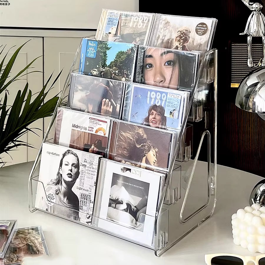 CD Rack, Album Storage Box, Vinyl Record, Mini Disc Collection Display Rack, CD Tape, Transparent Storage Rack